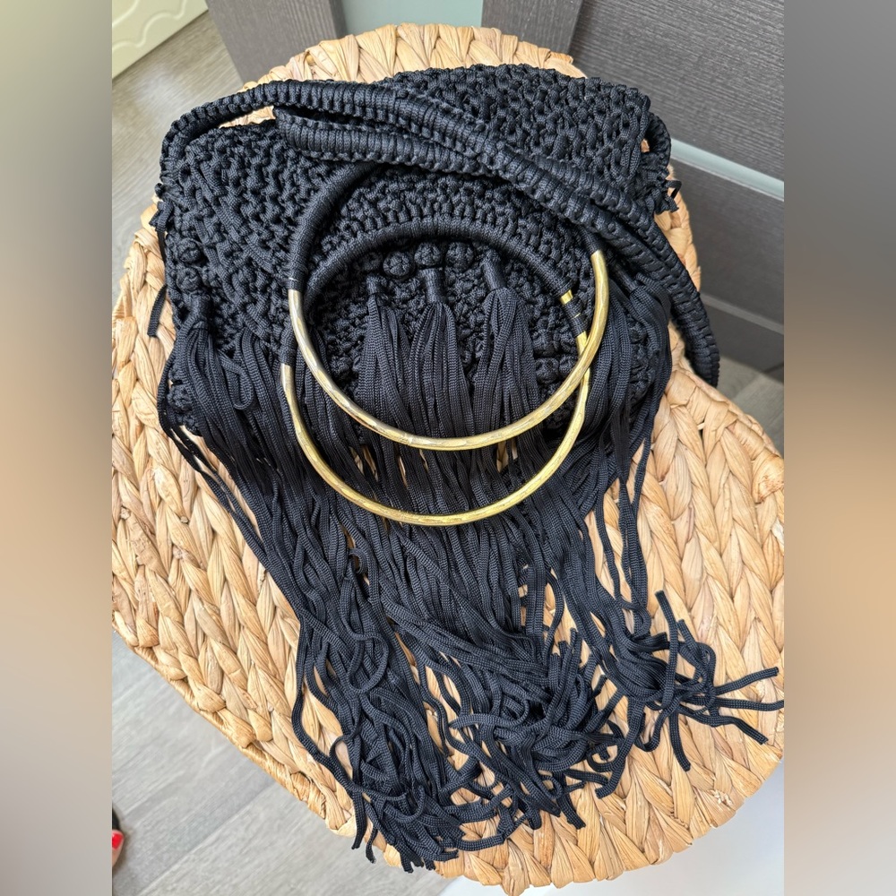 Cleobella Black Woven Bag with Gold Accents - Picture 14 of 14